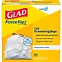 Glad ForceFlex Tall 13 Gallon Drawstring Commercial Trash Bag, Low Density, 0.6 mil, White, 100 Total Bags (78374)~#|#~027E60AB-0851-479D-9AA20F79E8CD902A_sc7