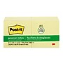 Post-it Greener Recycled Notes, 3" x 3", Canary Collection, 100 Sheet/Pad, 12 Pads/Pack (654-RP-YW)~#|#~02FFD177-5A3D-4966-9F65E0AFB65DFE21_sc7