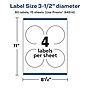Avery Laser/Inkjet Circle Multipurpose Labels, 3.5" Dia., White, 60 Labels/Pack (94514)~#|#~040C178C-A142-4BA4-B1B0EECED818C0A2_sc7