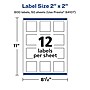 Avery Laser/Inkjet Square Multipurpose Labels, 2" x 2", Matte White, 600 Labels/Box (94107)~#|#~04F66F4C-144A-4735-AE6CBCC04D73C02E_sc7