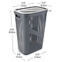 Mind Reader 15.85-Gallon Slim Laundry Hamper with Lid, Plastic, Gray (HBIN60-GRY)~#|#~05EBDC23-C7AA-47CF-A21FDEAE93D6B5B2_sc7