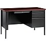 Lorell Fortress Series 46" W Right Single-Pedestal Desk, Black/Brown (LLR66949)~#|#~070D91AD-0989-4D22-B22188570AE2B2F8_sc7