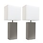 Elegant Designs Leather 21" LED Table Lamp, Gray, 2/Pack (LC2000-GRY-2PK)~#|#~0952C7BE-ED53-4A02-B606EC30E2EDF74E_sc7