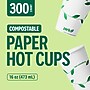 Perk Compostable Paper Hot Cups, 16 oz White/Green, Disposable Coffee Cups for Office & Catering~#|#~09C38341-D518-453A-986D7BF66EE2B72B_sc7