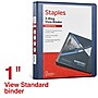 Staples 1" 3-Ring View Binder, D-Ring, Navy Blue (55418/26433)~#|#~0A791B84-0847-4B95-87F5D2C4DDB76E58_sc7