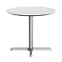 Flash Furniture TopGuard 36" Round Wood Dining Table with X-Base, White Faux Marble/Silver Base (STRD36WMAT3030S)~#|#~0AE5ADA1-C983-433D-AA8E52B8F34B67F7_sc7