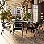 Flash Furniture Lila 55" Patio Table with Umbrella Hole and 6 Slat Stack Chairs, Black (TLH089R017CBK6)~#|#~0B84904E-D1C6-424E-91718A9792EFF97D_sc7