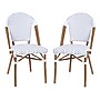 Flash Furniture Lourdes Contemporary Aluminum and PE Rattan Bistro Stack Chairs, White/Gray/Natural, Set of 2 (2SDA6421FWHGYNT)~#|#~0C516669-E124-485F-AF9D7F977DC3E2D4_sc7