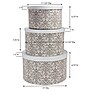 Household Essentials 3-Piece Round Hat Boxes with Lids with Vibrant Scallop Print with Faux Leather Lids, Olive/Cream (HH629-1)~#|#~0C69D0E5-BBA0-4413-A2586C49F2A57DC8_sc7