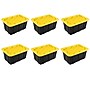 Sterilite 17 Gallon Industrial Garage Tote with Snap-on Lid, Plastic, Yellow/Black, 6/Carton (50639Y06)~#|#~0C7DA263-257C-48C4-B7230BC53ED06DE8_sc7
