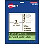 Avery EcoFriendly Laser/Inkjet Rectangle Multipurpose Labels, 5-1/2" x 8-1/2", White, 20/Pack (94229)~#|#~0CBF9807-8F48-4BE4-934F295676810E40_sc7
