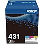 Brother TN-431 Cyan/Magenta/Yellow Standard Yield Toner Cartridge, 3/Pack (TN4313PK)~#|#~0EC7FA59-6DB5-442B-805043BC79C2FDA4_sc7