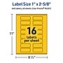Avery Rectangle Laser/Inkjet Multipurpose Labels, 1" x 2-5/8", Bright Yellow (640/Box)~#|#~1352EE7D-01F5-40AE-A3EA606CD436B1A5_sc7