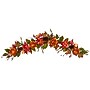 Nearly Natural 6 ft. Ranunculus, Hydrangea and Berries Garland, Orange (W1230)~#|#~13EF0592-3015-4630-9524B4584DB5CD3D_sc7
