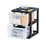 Iris 2-Compartment Stackable Desktop Storage Drawer, Black/Translucent White, 4/Carton (116352CT)~#|#~1429ED25-B131-409C-9E4E4634F30121F1_sc7
