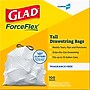 Glad ForceFlex Tall 13 Gallon Drawstring Commercial Trash Bag, Low Density, 0.6 mil, White, 100 Total Bags (78374)~#|#~154EF1C1-886F-490C-A89CB3FDEB0B7E8D_sc7