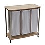 Household Essentials 3-Section Rolling Laundry Sorter with Lid, Laminated Wood, Ashwood (7050-1)~#|#~17872467-3B97-4E20-9E9D6322A71F38BE_sc7