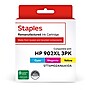 Staples Remanufactured Cyan/Magenta/Yellow High Yield Ink Replacement for HP 902XL (TRT6M02AN6A10A/STT6M02AN6A10A), 3/Pack~#|#~1ABBC230-FFD2-4BD2-BD0A129C853F95FE_sc7