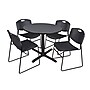 Regency 42-inch Laminate Round Table with 4 Zeng Stack Chairs, Gray & Black~#|#~1CE11560-F041-4CBA-A33C5884E79BA32A_sc7