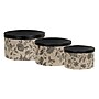 Household Essentials 3-Piece Round Hat Boxes with Lids with Floral Print with Faux Leather Lids, Black/Tan (HH619-1)~#|#~1CE833B2-B604-43B0-BED665BE552F9DCB_sc7