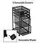 Mind Reader 5-Drawer Mobile Cart with Drawers Laundry Organizer Utility Cart with Wheels, Metal, Black (5TWHEEL-BLK)~#|#~1F15A6C0-CCA7-4273-AB83A2BAD615C927_sc7
