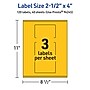 Avery Rectangle Laser/Inkjet Multipurpose Labels, 2.5" x 4", Bright Yellow (120/Box)~#|#~2061FDAB-3AC4-45E8-A4C2942BCC7952E2_sc7