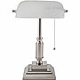 V-Light LED Bankers Desk Lamp with Frosted Glass Shade, 14.75" H, Brushed Nickel (8VS688029BN)~#|#~21C2232C-8D4E-4791-9EE0D7A8D4940D83_sc7