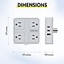 Overtime E63 7-in-1 Wall Outlet Surge Protector Extender with 4 AC Outlets, 2 USB-A & 1 USB-C Ports, White (OWPE63WH)~#|#~25F9C785-86B4-47BC-98F0B101025A1130_sc7
