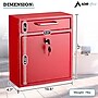 AdirOffice Steel Indoor/Outdoor Interoffice Drop Box Mailbox, Medium, Red (631-05-RED-PKG)~#|#~2674FF9B-5799-4A76-A19ABE1E72BADE63_sc7