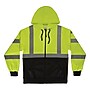 Ergodyne GloWear 8312BK High Visibility Long Sleeve Black Bottom Hooded Zip-Up Sweatshirt, ANSI Type R Class 3, Lime, X-Large~#|#~285CCFEE-550E-4457-92456BB42E7C56E8_sc7