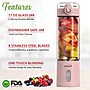 Brentwood 17-Oz. Portable Battery-Operated USB-Chargeable Glass Blender, Pink (RJB-100PK)~#|#~28A63A0A-2556-4879-94F938328911609D_sc7