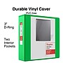 Staples 3" 3-Ring View Binder, D-Ring, Green (55428/26354)~#|#~2BE40FA8-4198-4ADF-B6963A34B76DF55A_sc7