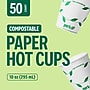 Perk Eco 10 Oz Compostable Paper Hot Cups, Disposable Coffee Cups for Hot Beverages, White/Green~#|#~2C9A8020-FC6E-482A-A23267EB34440633_sc7