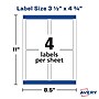 Avery Laser/Inkjet Print-to-the-Edge Labels, 3.5" x 4.75", Satin White, 4 Labels/Sheet, 8 Sheets/Pack, 32 Labels/Pack (22827)~#|#~2D426890-5473-4007-B70D7999567D8A7D_sc7