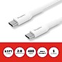 Staples TECH USB-C to USB-C Charging Cable, 6.5 ft, White, Fast Charge/Data Sync Cable, 5-Pack~#|#~2E36B2B5-7EDC-4111-A07C57372C78CEB4_sc7