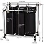 Household Essentials 3-Section Laundry Sorter with Wheels, Metal, Silver (HH9117)~#|#~2E4CAD58-B39E-49FD-A439C3D159D7E474_sc7