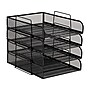 Mind Reader 4-Tier Stackable Paper Desk Tray, Metal Mesh, Black, 4/Pack (BSTACK4-BLK)~#|#~2F3A97FA-2837-4FB3-99E41E6AE27EAAEF_sc7