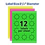 Avery Sure Feed Laser Burst Label, 2 1/4" Dia, Assorted Neon, 180 Labels/Pack (5995)~#|#~300952CC-FD42-49AA-9B5A257250C6BA3E_sc7