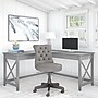 Bush Furniture Key West 60" L-Shaped Desk with Mid-Back Tufted Office Chair, Cape Cod Gray (KWS045CG)~#|#~300BFBD7-ED7F-4BD8-97677B42D276ACC5_sc7