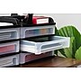 Iris Medium 3-Drawer Desktop Storage, Plastic, Black/Clear, 2/Carton (150181CT)~#|#~3061D1CA-2F03-4C68-A0EC02E22A0EB520_sc7