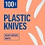 Perk Heavy-Weight Plastic Knives, 100 Count Disposable Knives for Meals & Desserts, White~#|#~33A697B2-BC56-4165-94EB41B389C460F0_sc7