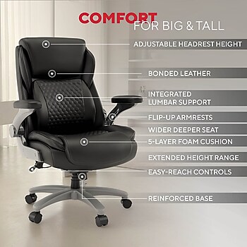 STAPLES Randolph Ergonomic Bonded Leather Executive Big & Tall