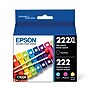 Epson 222XL/222 Black High Yield and Cyan/Magenta/Yellow Standard Yield Ink Cartridges, 4/Pack (T222XL-BCS)~#|#~355DBDFF-7406-4E8A-B1D26DB0E657533D_sc7