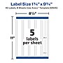 Avery Waterproof Laser Inkjet Wraparound Labels, 1.25" x 9.75", White, 5 Labels/Sheet, 8 Sheets/Pack, 40 Labels/Pack (22845)~#|#~36AFE7D3-347F-4D99-B7B03E6050EB1BDF_sc7