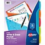 Avery Durable Plastic Write & Erase Dividers with Pockets, 5-Tab, Multi Brights, 9-1/4" x 11-1/4" (AVE16102)~#|#~376FE028-3379-4DD2-93B0FDF0E8AD7828_sc7