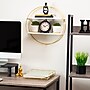 Mind Reader Metal Floating Round Wall Shelf, 15.5" x 3.81" x 16", White/Gold (MDGCIR-WHT)~#|#~378F0877-670A-4502-AD90C57ACA1165DE_sc7