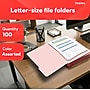 Staples Colored File Folders, Letter Size, 3‑Tab Top‑Tab Design, Durable 10.5‑Point Paper Stock, 100/Pack~#|#~39C9EDC7-EFAA-4368-A197C768C4C35F47_sc7