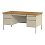 Hirsh 60"W Double-Pedestal Computer Desk, Putty/Oak (20100)~#|#~3AC152A0-8FC8-4FA1-8123E0C8D24CA8C2_sc7