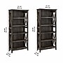 Bush Furniture Key West 66"H 5-Shelf Bookcase with Adjustable Shelves, Dark Gray Hickory Wood, 2/Set (KWS046GH)~#|#~3C14353D-323A-408D-99E9A0AA9E877F66_sc7