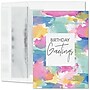 Customizable "Birthday Brushstrokes" Birthday Card, Blank Inside, w/ Silver Lined White Fastick Env, 100/Box~#|#~3D801153-633E-4AC9-84B906902A36701F_sc7
